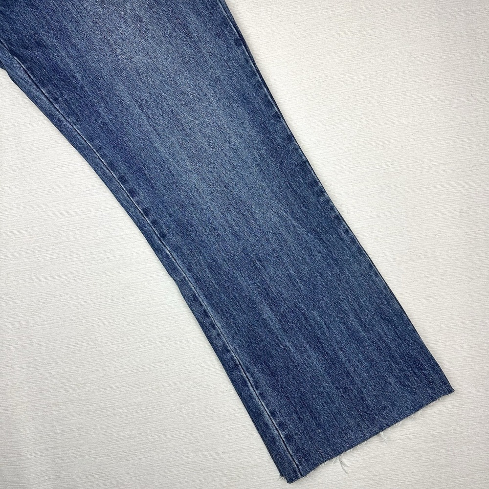 Moshood Denim Wide Leg Embroidered Jeans Raw Edge Cuff Men 39x29 Med Wash - Picture 4 of 13